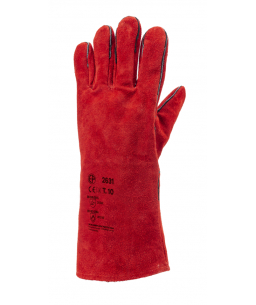 2631 Red cowsplit welder glove, full lining, thick 1.3mm, 375g/p