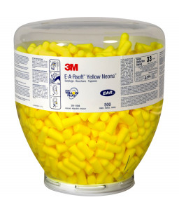 3M™ E-A-R™ E-A-Rsoft™ PD-01-002 Yellow Neons™ Earplugs, 36 dB, Refill Bottle, 500 Pairs/Bottle,