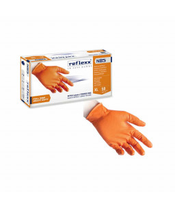 REFLEXX N85 Powder Free Orange Nitrile Gloves Full Grip Heavy Duty (8.4gr-0,20mm) 50 pc / box