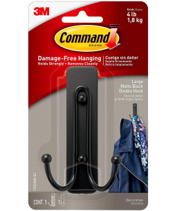 Command™ Large Matte Black Double Hook 17036BSPIG (1,8kg)