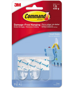 Command™ Small Clear Hooks with Clear Strips 17092CLR